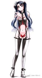 black_legwear blue_eyes blue_hair color fate/stay_night fate_(series) legs lingerie mike's_room mike156 panties red_panties sketch solo thighhighs tohsaka_rin underwear url