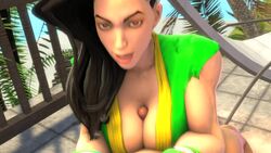 1girls 1kmspaint 3d alternate_breast_size animated asymmetrical_hair big_breasts black_hair brazilian brazilian_female breasts capcom cleavage female guile happy happy_paizuri happy_sex large_breasts latina laura_matsuda long_hair male no_sound paizuri paizuri_lead_by_female paizuri_on_lap penis shorter_than_10_seconds smile source_filmmaker straight street_fighter street_fighter_v uncensored vest video