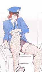 1boy blush bulge erection free! male_only megumi-square police rin_matsuoka solo tagme underwear undressing