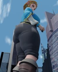 3d 3d_(artwork) 3d_render anon blender giant_breasts giantess giantess_growth huge_breasts nintendo princess_zelda size_difference smirk the_legend_of_zelda thick_ass thick_thighs zelda_(breath_of_the_wild)