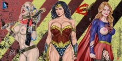 3girls actress armando_huerta arrowverse ass bare_shoulders baseball_bat batman_(series) batman_v_superman belly belt biceps big_breasts black_hair blonde_hair blue_eyes blue_hair bracelet breasts cameltoe cape casual celebrity choker cleavage clothed clothes clothing colored covered_nipples crotchless dc dc_comics dc_extended_universe dceu diana_prince earrings erect_nipples eyelashes female female_only female_with_female fingerless_gloves firearm fit flarrow_universe gal_gadot gloves gun hair handgun handwear harley_quinn harley_quinn_(dceu) high_resolution holster human jewelry kara_danvers kara_zor-el large_breasts lasso lasso_of_truth lipstick long_hair looking_at_viewer lost_clothes makeup margot_robbie melissa_benoist multicolored_hair multiple_girls muscular_female nail_polish navel nipples open_mouth outfit panties pantyhose piercing pink_hair pussy real_person realistic red_lips red_lipstick revolver rope shirt shoulders skirt spiked_bracelet spikes suicide_squad supergirl supergirl_(cw) supergirl_(series) superman_(series) tattoo tattoos teeth thighs tiara tied_hair tongue torn_clothes torn_pantyhose twintails vagina weapon wonder_woman wonder_woman_(dceu) wonder_woman_(series)