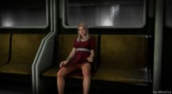 1girls 3d alicecry breasts dress female female_only pussy solo solo_female soma_(game) subway subway_train