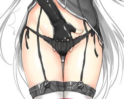 1girls amatsukaze_(kantai_collection) close cropped female fingering gray_hair kantai_collection light-skinned_female light_skin long_hair masturbation multiple_girls nagato_(kantai_collection) panties silveroid_(silver15) stockings thighhighs underwear yuri