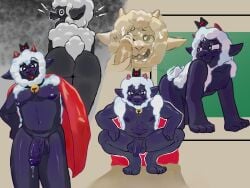 4:3 all_fours anthro ass blush bodily_fluids bovid caprine clothed clothing cocky_smile crouching crown cult_of_the_lamb cum cum_on_face duo erection genital_fluids genitals headgear hi_res lamb_(cult_of_the_lamb) male male/male mammal massive_monster_(studio) momoskinks partially_clothed penis pleased_expression precum presenting presenting_hindquarters sheep solo surprised_expression tail tail_motion tailwag vein veiny_penis