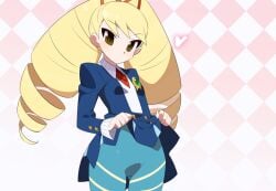 1girls female kaidou_zx lifting_skirt luna_platz mega_man mega_man_star_force