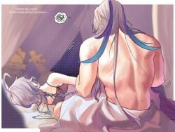 blue_eyes blue_hair female furina_(genshin_impact) genshin_impact grey_hair hoyoverse neuvillette_(genshin_impact) white_hair
