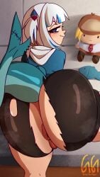 1girls animated anus ass ass_bigger_than_head behind_view big_ass big_butt blue_eyes blue_hair bottom_heavy bubble_butt clapping_cheeks clothing curvaceous curvy curvy_figure female female_only gawr_gura greatestgori hololive hololive_english huge_ass looking_at_viewer looking_back looking_back_at_viewer loop mostly_nude multicolored_hair no_sound plushie puffy_anus pussy ripped_clothing ripped_pants shark_girl shark_tail shorter_than_10_seconds shorter_than_30_seconds shortstack solo solo_female tagme tail teasing thick_thighs video voluptuous voluptuous_female white_hair wide_hips