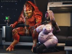 1boy1girl 1girls 3d alien alien_girl alien_humanoid big_breasts bioware blender body_writing breasts chained_collar chained_to_master chained_to_penis chains degradation dominant_male erect_penis erection fat_tits female helmet helmet_with_visor hood huge_breasts indoors krogan large_breasts large_thighs male mask masked masked_female mass_effect mass_effect_2 mass_effect_3 mostly_nude naked naked_female nbtqa nude nude_female partially_clothed penis pregnant pregnant_female purple_body purple_skin purple_skinned_female quarian shackles slave slave_collar slavegirl submissive submissive_female tali'zorah_nar_rayya thick_thighs thighs tits_out urdnot_wrex wide_hips wide_thighs