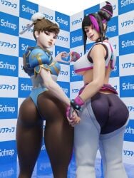 2girls chun-li female horny_female juri_han nishikt presenting_ass seductive_look