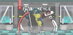 absurd_res animal_genitalia anthro balls balls_growth balls_inflation big_balls brom_(sahurus) claws cuffs_(clothing) fangs fur genital_growth genitals green_body green_fur grey_body grey_fur growth hi_res huge_balls hyper hyper_balls hyper_genitalia inflation injection jdbo-arts laboratory male muscle_growth muscular penis penis_growth red_eyes sergal smile solo teeth tongue tongue_out urethral yellow_body yellow_fur