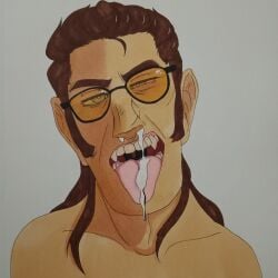 1boy cum cum_drip cum_eating cum_in_mouth cum_in_nose cum_on_face male male_only no_visible_genitalia sniper_(team_fortress_2) team_fortress_2 tongue_out