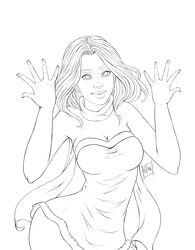 alicekeat line_art long_hair original_character short_dress