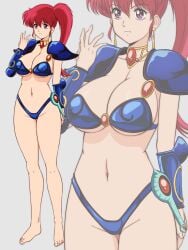 1girls asagiri_youko barefoot big_boobs big_breasts bikini bikini_only boobs breasts feet female female_only female_solo genmu_senki_leda ponytail soles solo solo_female solo_only toes