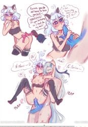blue_eyes blue_hair female furina_(genshin_impact) genshin_impact grey_hair hoyoverse neuvillette_(genshin_impact) white_hair