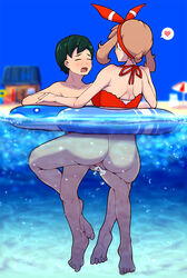 1boy barefoot bottomless cum cum_in_pussy cum_inside cumshot female human human_only male may_(pokemon) may_(pokemon_oras) nintendo partially_submerged pokemon sex stealth_sex straight tetsuyamk2 underwater