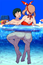 1boy barefoot bottomless female human human_only male may_(pokemon) may_(pokemon_oras) nintendo partially_submerged pokemon sex stealth_sex straight tetsuyamk2 underwater