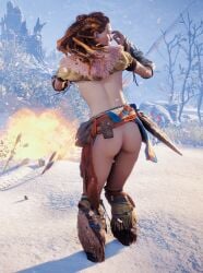 1girls 3d aloy ass back_view faith103 game_screenshot horizon_zero_dawn mod solo