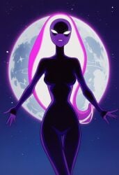 ai_generated alien alien_girl anodite ass ben_10 ben_10_alien_force ben_10_ultimate_alien bigmic145 breasts female female_focus female_only glowing glowing_eyes glowing_hair gwen_tennyson gwen_tennyson_(alien_force) gwen_tennyson_(ultimate_alien) medium_breasts naked nude purple_body purple_skin white_eyes