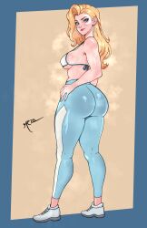 1girls ass blonde_hair breasts dagger_(marvel) dagger_(marvel_rivals) female female_focus female_only large_ass large_breasts light-skinned_female light_skin looking_at_viewer looking_back marvel marvel_rivals rezo solo thick_thighs thighs wide_hips