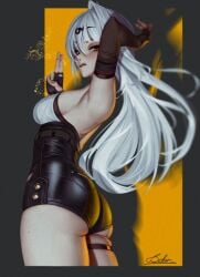 armpits artist_signature ass bekus25 hi_res mole side_view silver_hair tagme yixuan_(zenless_zone_zero) zenless_zone_zero