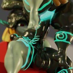 big_ass big_balls big_breasts big_penis dark_skin futanari glowing_penis midna self_upload selfcest tattoo xeixis zelda_(twilight_princess)