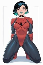 1girls 2:3 ai_generated arms_behind black_eyes black_hair blue_lipstick breasts cameltoe choker cosplay cosplay_spider_man costume female female_only kneeling marvel medium_breasts nico_minoru nico_minoru_(yfnsm) on_knees spider-man spider-man_(cosplay) spider-man_(series) spider-man_costume your_friendly_neighborhood_spider-man your_friendly_neighborhood_spider-man_(2025)