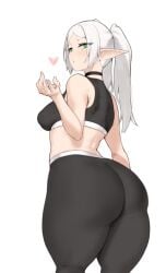 aster_crowley blow_kiss blowing_kiss curvy frieren heart huge_ass huge_breasts medium_breasts sousou_no_frieren sports_bra thick_ass thick_thighs voluptuous wide_hips