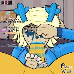 1boy1girl antlers blowjob carol_holiday deer deltarune kris_(deltarune) lipstick lipstick_on_penis mascara_tears milf plazmwraith pov rape self_upload tagme