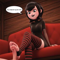 1girls ai_generated big_eyes black_hair black_lipstick black_nail_polish blue_eyes blush butts69420 covered_breasts eyelashes feet female foot_fetish footjob from_below goth goth_girl high_resolution highres hotel_transylvania illustrious_(stable_diffusion) legs mavis_dracula penis red_background sitting sitting_cross_legged sleeves smile speech_bubble stable_diffusion stirrup_legwear stockings talking text text_bubble thigh_highs thighhighs toes upskirt vampire vampire_girl white_skin