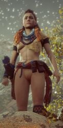 1girls 3d aloy faith103 game_screenshot horizon_zero_dawn mod no_bra no_panties solo