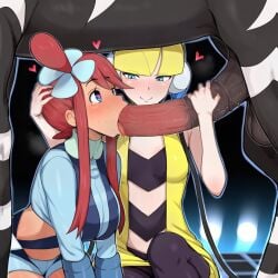 1boy 2girls 2girls1boy 3x0013f ai_generated assisted_fellatio big_penis blue_eyes clothed_sex clothing elesa_(pokemon) elesa_(pokemon_bw) fellatio female female_on_feral female_penetrated feral feral_on_human game_freak hand_on_head hand_on_penis heart horse horsecock interspecies kneeling large_penis long_hair looking_at_another male male/female male_penetrating male_pokemon/female_human nintendo oral oral_sex penis pokémon_(species) pokemon pokemon_(species) pokemon_bw pokephilia sex skyla_(pokemon) tearing_up tongue_out zebstrika zoophilia
