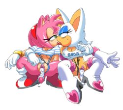 amy_rose breasts coolblue cum cum_in_pussy elbow_gloves gloves nipple pussy rouge_the_bat sonic_(series)