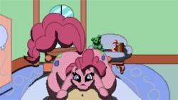 bed bedroom blowjob deepthroat human_penetrating my_little_pony my_little_pony naughtybits pinkie_pie_(mlp) pixel_art pony self_upload