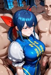 1girl5boys 1girls 5boys 5boys1girl age_difference ai_generated blue_eyes blue_hair blush clothed_female clothed_female_nude_male fat_male fatal_fury fatal_fury:_city_of_the_wolves female garou:_mark_of_the_wolves hotaru_futaba indoors inminent_sex king_of_fighters kof large_breasts light-skinned_female light_skin male multiple_boys night night_sky older_male older_male_and_younger_female ribbon_in_hair snk sparda_(artist) surrounded surrounded_by_men surrounded_by_penises watching