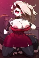 1girls absurd_res alternate_version_available angry annoyed annoyed_expression anthro anthrofied areola_slip areolae big_breasts breasts breasts_bigger_than_head busty canid canid_demon canine choker clothed clothing curvaceous curvy curvy_female curvy_figure demon digital_media_(artwork) ear_piercing earrings eyebrows eyelashes female female_focus female_only fur furry glistening glistening_body goth goth_girl hellhound helluva_boss hi_res hourglass_figure huge_breasts looking_at_viewer loona_(helluva_boss) madheaven mammal motion_lines nipples red_eyes red_sclera thick_thighs twitter_link voluptuous voluptuous_female white_body white_fur white_hair white_skin wide_hips wolf wolf_ears wolf_girl
