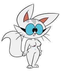 2025 anthro black_eyes blue_sclera bow_accessory bow_ribbon breasts carlota_the_kittycat digital_media_(artwork) domestic_cat eyelashes felid feline felis female genitals hi_res jdone mammal michi_guau model_sheet navel nipples nude pink_nipples simple_background smile solo standing tail whiskers white_background white_body