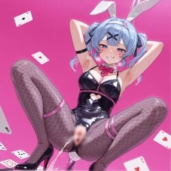 bunny_girl female hatsune_miku peeing rabbit_hole_(vocaloid) squatting toilet urination vocaloid