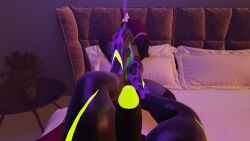 16:9 3d_(artwork) ampwave antennae_(anatomy) anthro arm_markings arthropod balls barefoot bed bedroom bedroom_eyes bee big_balls big_penis black_balls black_body black_fur black_penis blender_(artwork) bodily_fluids claws colored_cum cum cum_on_feet cumshot digital_media_(artwork) dominant dominant_pov duo ejaculation erection feet felid first_person_view foot_fetish foot_focus foot_on_penis foot_play footjob freya_(vaqueroserg) fur furniture futanari genital_fluids genitals giving_footjob_pov glowing glowing_cum glowing_eyes glowing_genitalia glowing_markings glowing_penis green_eyes green_penis green_penis_tip grey_balls grey_body hair half-closed_eyes hand_on_face hi_res huge_balls huge_cock humanoid_genitalia humanoid_penis hybrid hymenopteran insects intersex intersex/male leg_markings looking_at_another looking_at_partner looking_pleasured lying male mammal markings messy messy_orgasm narrowed_eyes nexusoverrided_(character) nude on_bed open_mouth orgasm pantherine paws penile penis pink_pupils pupils purple_cum purple_markings seductive sex teeth thick_thighs thigh_markings tiger tigerbee toes unusual_bodily_fluids unusual_cum unusual_genital_fluids vaqueroserg white_markings widescreen wrist_markings