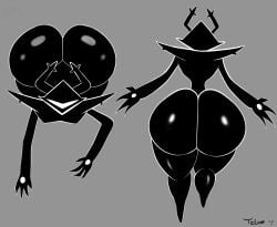 antlers ass back_view big_ass black_body bubble_ass bubble_butt dat_ass deltarune deltarune_chapter_3 fat_ass huge_ass huge_butt large_ass massive_ass no_background smile smooth_skin telosynth the_roaring_knight thick_thighs thunder_thighs watermark