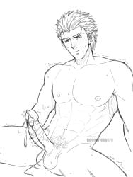 cock cum devil_may_cry dick dmc:_devil_may_cry male muscular orgasm penis short_hair solo_male vergil vergil_(devil_may_cry) vibrator video_games white_hair