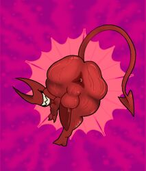2_toes anus artist_name ass balls bodily_fluids demon digital_media_(artwork) eyeless feet genitals glistening glistening_body glistening_butt hi_res humanoid leaking_anus male red_body red_skin shaded signature solo sweat sweaty_balls sweaty_butt sweaty_genitalia sweaty_legs tail teeth text toes vasdocor_09 y_anus
