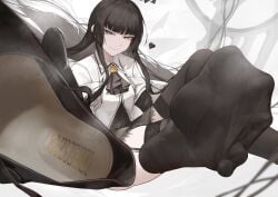 arknights black_legwear black_stockings feet feet_up feet_visible_through_clothing flexible_toes foot_fetish foot_focus oshin0_(zheng) presenting_feet shoes shoes_removed smelly_feet soles soles_of_feet_in_socks soles_of_feet_in_stockings spread_toes steam steamy_feet toes toes_visible_through_clothing virtuosa_(arknights)