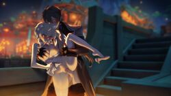 childe_(genshin_impact) couple female genshin_impact hoyoverse loving_couple lumine_(genshin_impact) male tartaglia_(genshin_impact)