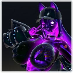 ;) big_breasts bikini bikini_top bimbo bimbofication cat_ears catgirl feline female pur_slime(bom39) purple purple_hair skeleton skelly_jelly slime slime_girl visible_skeleton vrchat vrchat_avatar