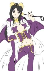 black_hair breasts cosplay costume dark_background dark_eyes disventure_camp disventure_camp dominant_female female hiiragi_utena mahou_shoujo_ni_akogarete sketch skimpy_outfit tess_(disventure_camp) wings