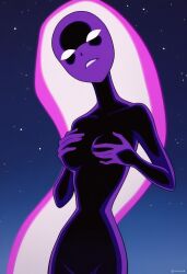 ai_generated alien alien_girl anodite ass ben_10 ben_10_alien_force ben_10_ultimate_alien bigmic145 breasts female female_focus female_only glowing glowing_eyes glowing_hair gwen_tennyson gwen_tennyson_(alien_force) gwen_tennyson_(ultimate_alien) medium_breasts naked nude purple_body purple_skin white_eyes