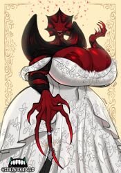 1boy 1girls big_breasts female huge_breasts larger_female male original smaller_male the_gore_bride_(zeblackballd) wedding_dress wedding_ring wholesome zeblackballd_(artist)