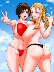 2d 2girls bikini capcom female goripaisen karin_kanzuki sakura_kasugano street_fighter tagme