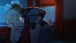 childe_(genshin_impact) couple female genshin_impact hoyoverse loving_couple lumine_(genshin_impact) male tartaglia_(genshin_impact)