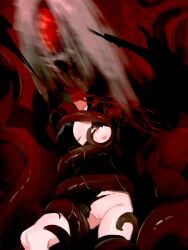 amon_(lord_of_the_mysteries) blood blood_spray chinese_commentary commentary_request corpse decapitation ero_guro female genderswap_(mtf) guro headless highres kikinotamai long_hair lord_of_the_mysteries monster nipples pussy restrained rule_63 slime_(substance) tentacle torn_clothes white_hair